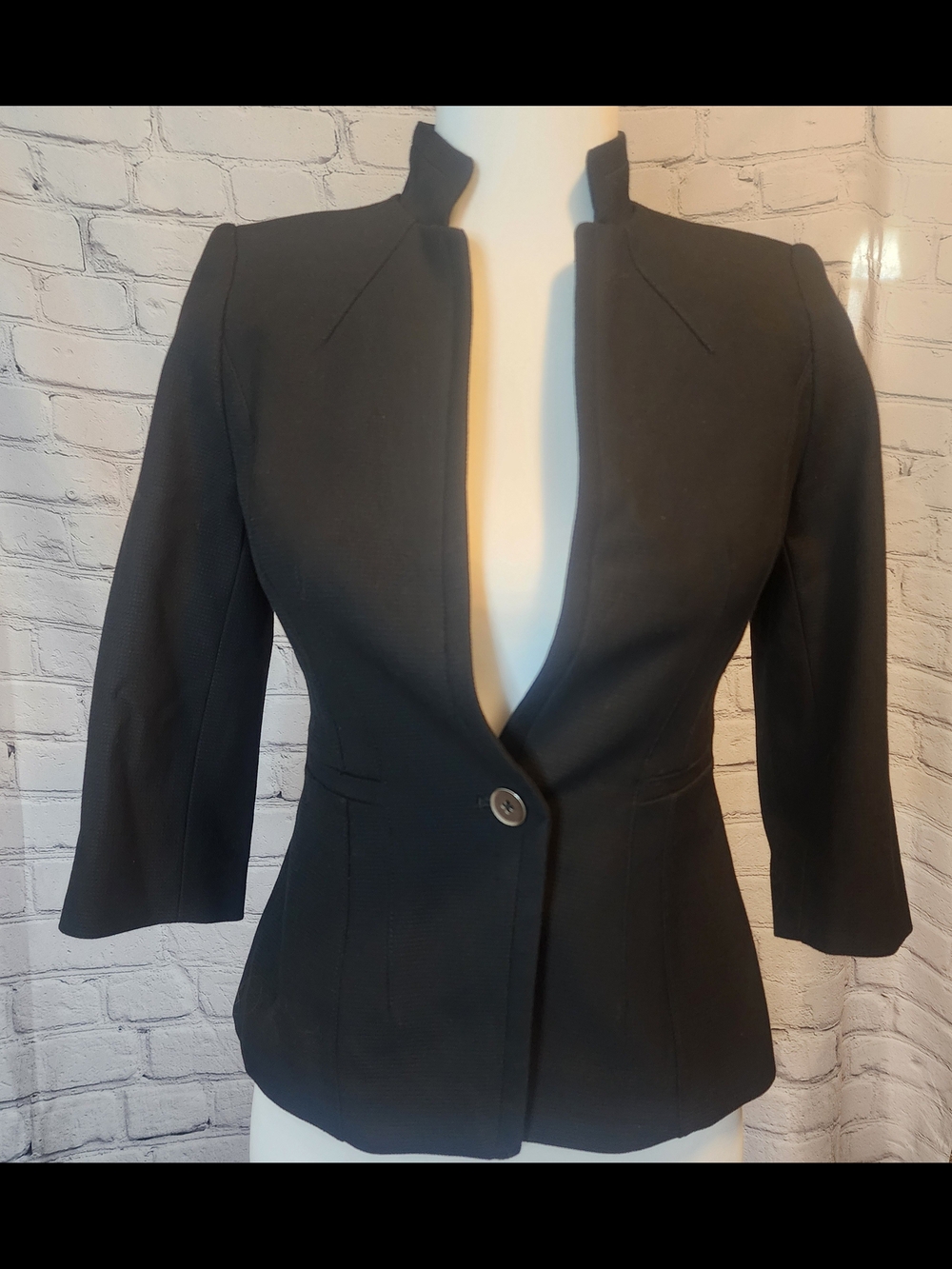 White House Black Market Black Single-Button Stand-Collar Blazer